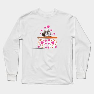 Puppy Shih Tzu Valentine Long Sleeve T-Shirt